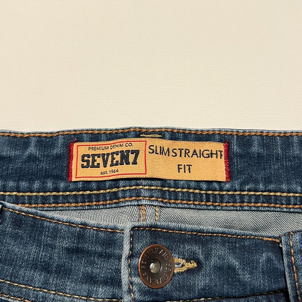 Seven7 Slim Straight Fit Jeans Comfy Stretch Denim Dark Wash Men's size 36x34 - Picture 6 of 7